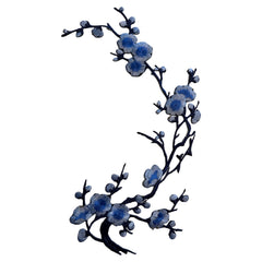 Pflaumenblütenzweig-Emblem-Aufnäher zum Aufbügeln, Blau