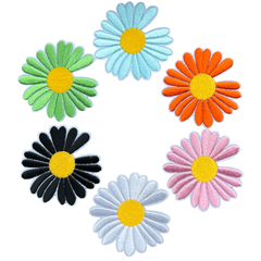 Daisy Margriet Blumen Aufbügler-Emblem, großes Set, 6 Stück