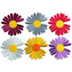 Daisy Margriet Flowers Bügel-Emblem-Aufnäher, großes Set, 6 Stück