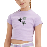 Sterren Strass Glitter Strijk Embleem Patch Set 3 Stuks op een lila t-shirtje