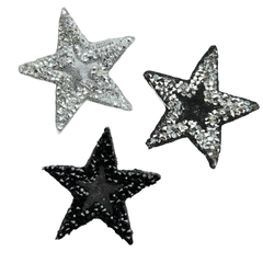 Sterne-Strass-Glitzer-Emblem-Patch-Set zum Aufbügeln, 3-teilig