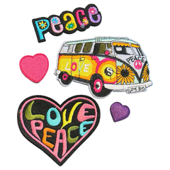 Love Peace Flower Power Emblem-Patch-Set zum Aufbügeln