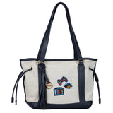 Back To The 80s Strijk Embleem Patch Set 3 stuks op een canvas tas