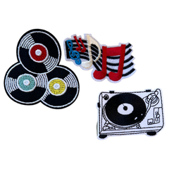 Retro-Vinyl-Musik-Vibes-Aufnäher-Set zum Aufbügeln, 3-teilig