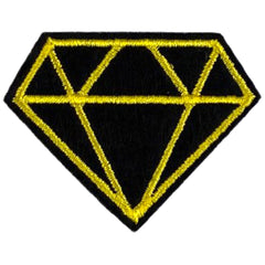 Diamant-Emblem-Aufnäher zum Aufbügeln, Gold und Schwarz