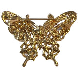 Achterzijde van de Broche Sierspeld Vlinder Strass Goud