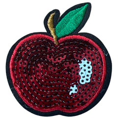 Apfelfrucht-Emblem-Aufnäher mit Pailletten zum Aufbügeln