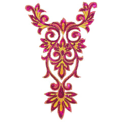 Yackalasi Cosplay Pailletten venezianische Spitze Aufnäher zum Aufbügeln, Rosa