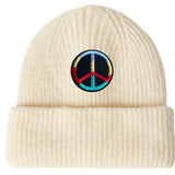 Peace Sign Vredesteken Embleem Strijk Patch Rond Small op een witte muts