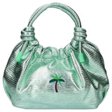 Palmboom Palmtree Strijk Embleem Patch op een groene glitter tas