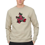 Pioen Wilde Rozen Tak XL Strijk Embleem Patch op een beige sweater