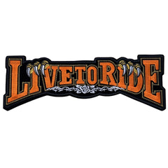 Live To Ride Text Biker-Emblem-Aufnäher zum Aufbügeln, Orange