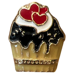 Cupcake mit dunkelbrauner Glasur-Emaille-Anstecknadel