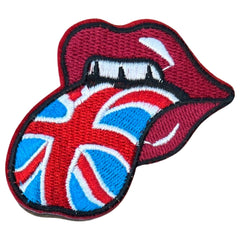 Zunge herausgestreckter englischer Flaggen-Emblem-Aufnäher zum Aufbügeln