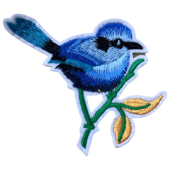 Vogel-kleiner Vogel-Zweig-Emblem-Aufnäher zum Aufbügeln, blau