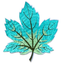 Herbstblatt Herbstblatt Aufnäher zum Aufbügeln, Emblem, Hellblau, Grün