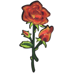 Rosarot-orangefarbener Pailletten-Emblem-Aufnäher zum Aufbügeln
