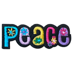 Peace Flower Power Text-Emblem-Aufnäher zum Aufbügeln