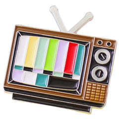 TV-Set Testmuster Vintage Emaille Pin