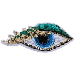 Augen-Pailletten-Wimpern-Emblem-Patch zum Aufbügeln links