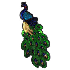 Pfauenvogel-Pailletten-Emblem-Aufnäher, XXXL, zum Aufbügeln