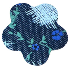 Blumen-Denim-Jeans-Logo-Aufnäher zum Aufbügeln, Blau