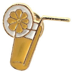 Limonade Cocktail Stroh Obstscheibe Emaille Pin.