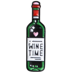Weinflasche Weinzeit Text Emaille Pin