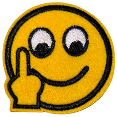 Emoji Smiley Fuck You Mittelfinger-Emblem-Aufnäher zum Aufbügeln