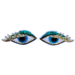 Augen-Paillette-Wimpern-Emblem-Patch-Set zum Aufbügeln L+R
