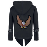 Zee Arend Adelaar Eagle Vogel XXL Strijk Embleem Patch op de rugzijde van een zwarte Goth Jas