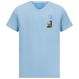 Golf Champion Strijk Applicatie Small op een lichtblauw t-shirt