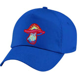 Paddenstoel Flower Power Strijk Embleem Patch o peen blauwe cap