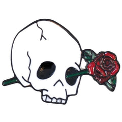 Totenkopf Totenkopf Rose Emaille Pin