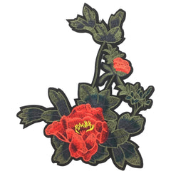 Pfingstrosen-Rosenzweig-Emblem-Applikations-Aufnäher zum Aufbügeln