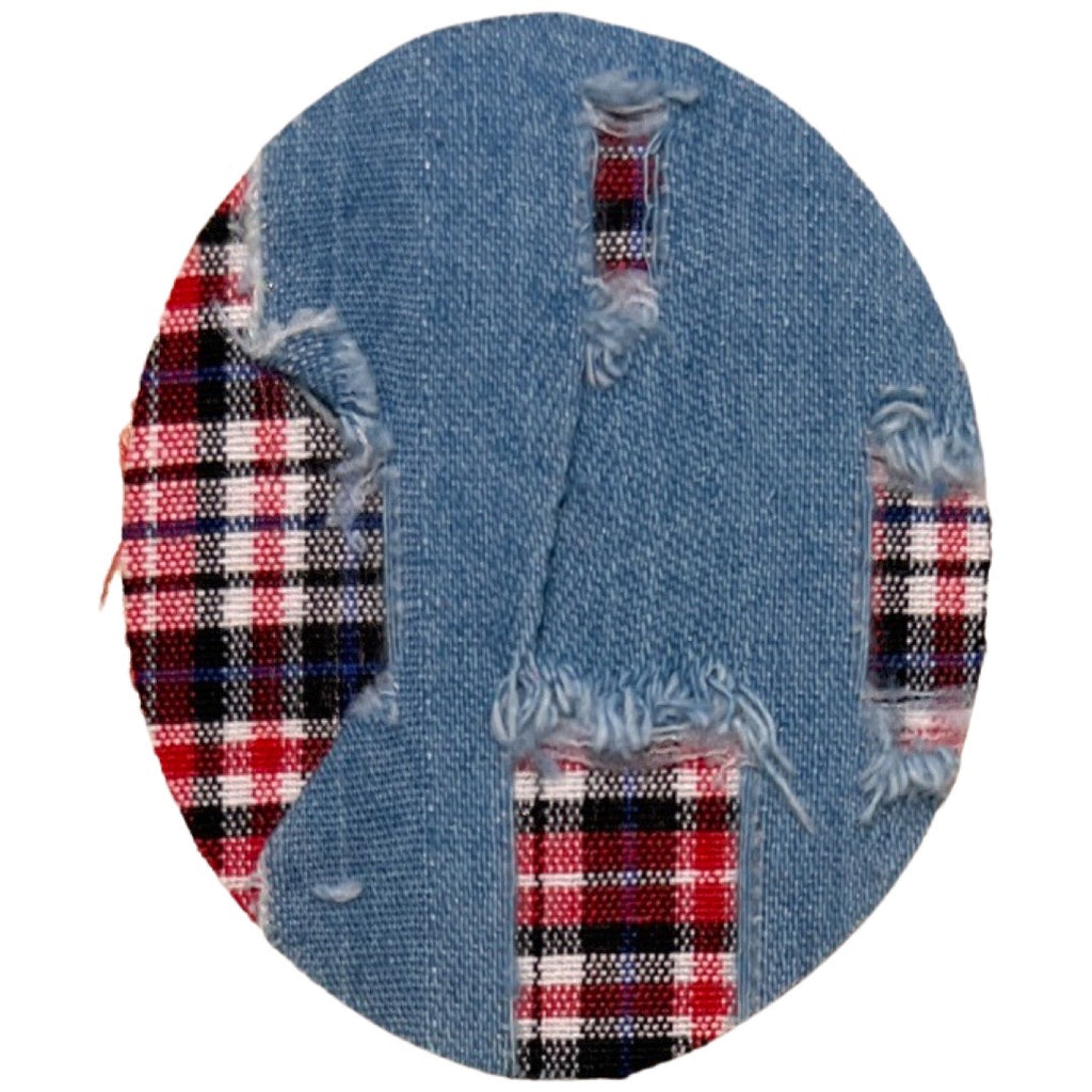 Denim Spijkerstof Strijk Embleem Patch Ovaal