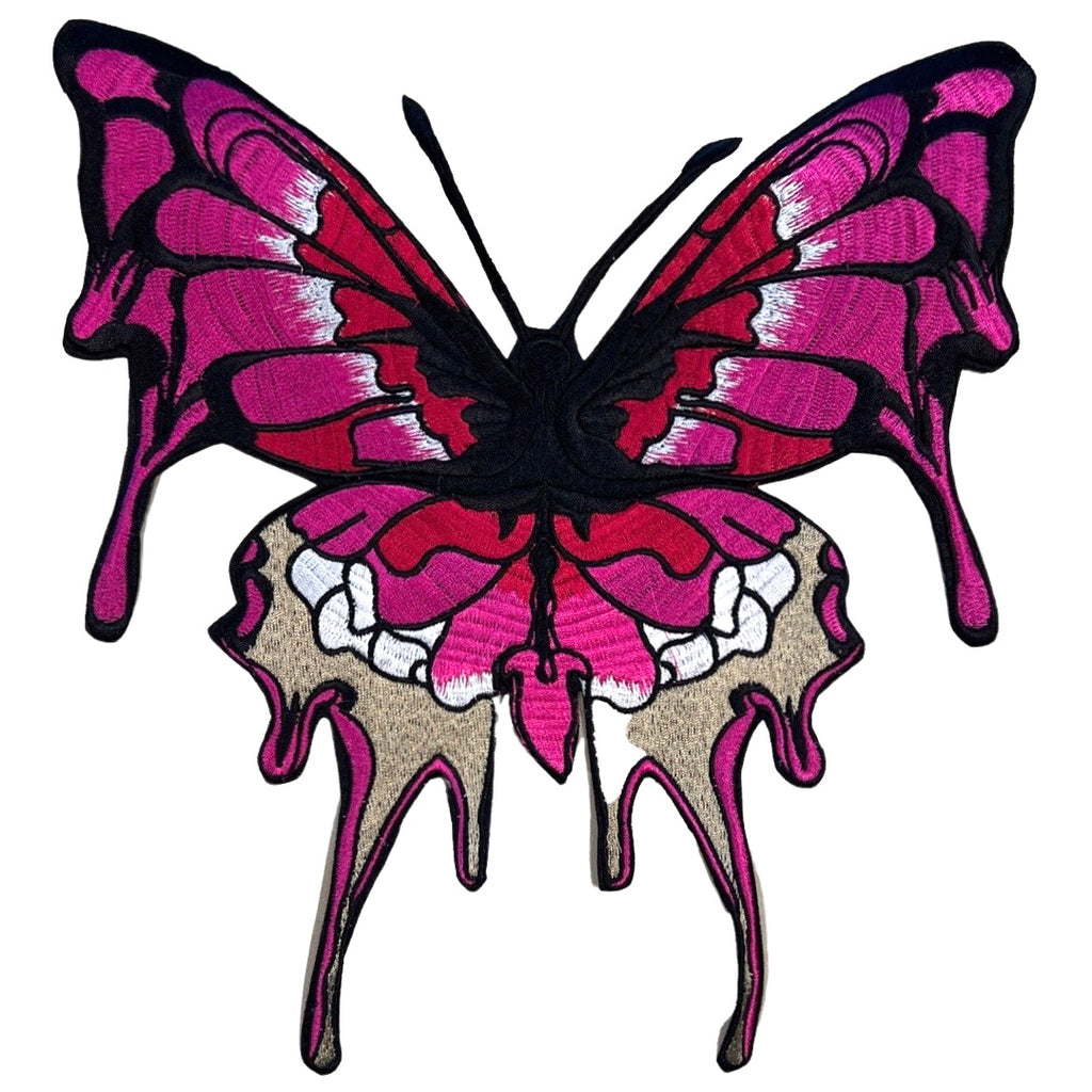 Vlinder Druppelvlinder XXL Strijk Embleem Patch Roze