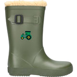 Tractor Trekker Strijk Embleem Patch B op een groene regenlaars