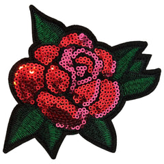 Aufnäher mit Rosen-Paillette und Blumen-Emblem zum Aufbügeln