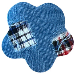 Blumen-Denim-Jeans-Logo-Patch zum Aufbügeln, kariert