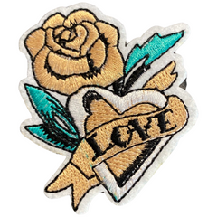 Liebes-Tattoo-Emblem-Aufnäher zum Aufbügeln, Beige