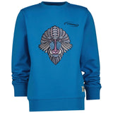 Mandril Aap XXL Strijk Embleem Patch op een blauwe sweater