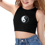 Yin Yang Rond Strijk Embleem Patch op een klein zwart hemdje