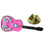 Gitaar Emaille Pin Roze met afsluitdopje