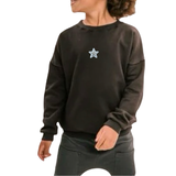 Ster Sterretje Zilver Strijk Patch Embleem op een bruine longsleeve