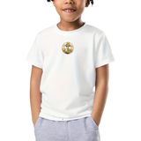 Anker Boei Strijk Embleem Patch Beige op een wit t-shirtje