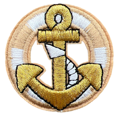 Anker-Boje-Bügel-Emblem-Aufnäher Beige