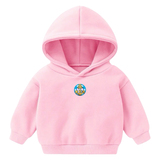 Anker Boei Strijk Embleem Patch Blauw op een kleine roze hoodie