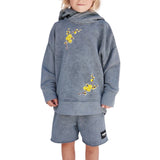 Bloesem Bloemen Geel Strijk Embleem Patch Set op een grijze hoodie