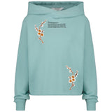 Bloesem Bloemen Wit Strijk Embleem Patch Set zonder vlinder op een blauw groene sweater